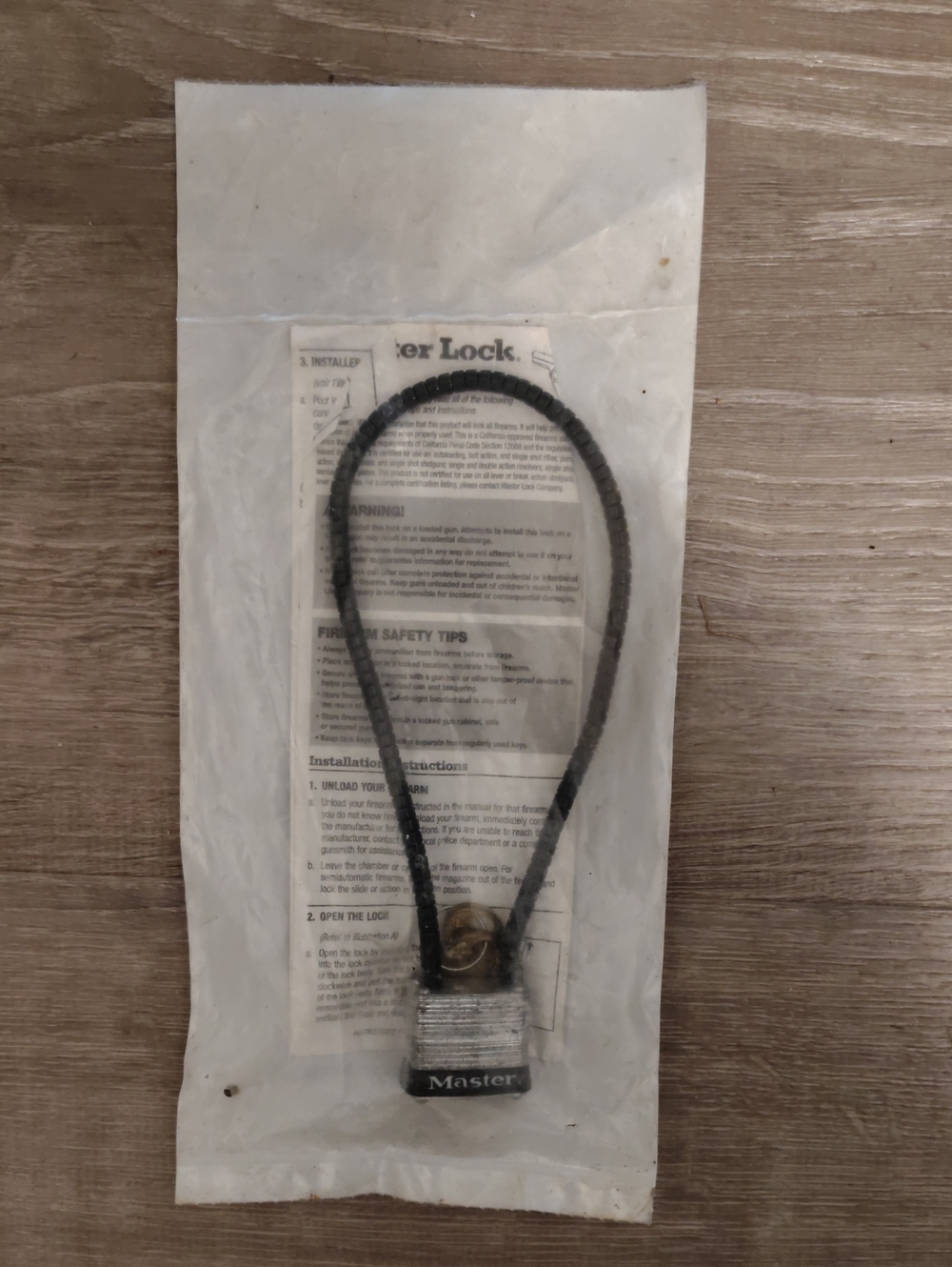 Black Cable Pistol Keyed Lock - Black